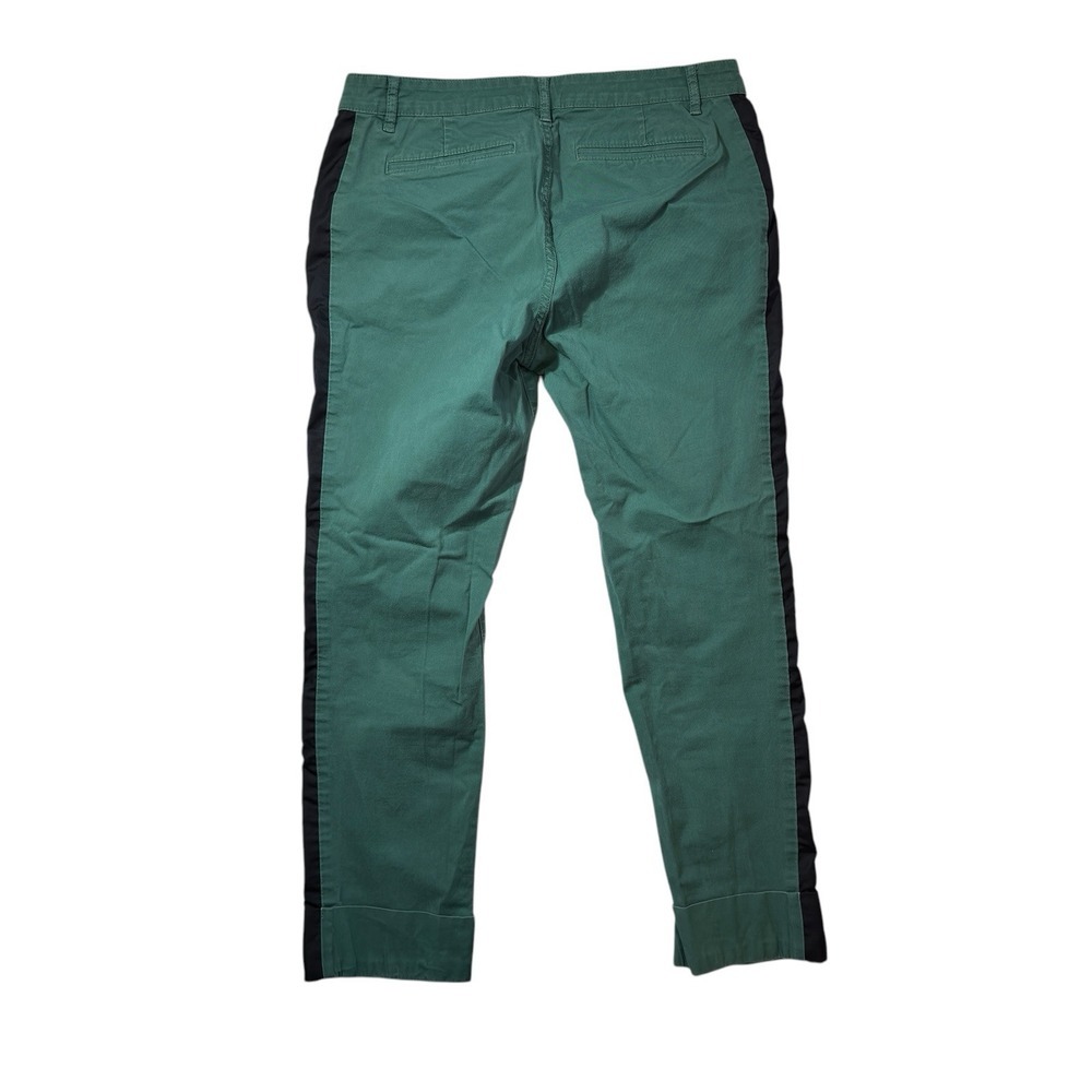Tory Burch Pants Women's 29 Green Cuffed Black‎ Side Stripe Cotton - Picture 2 of 7